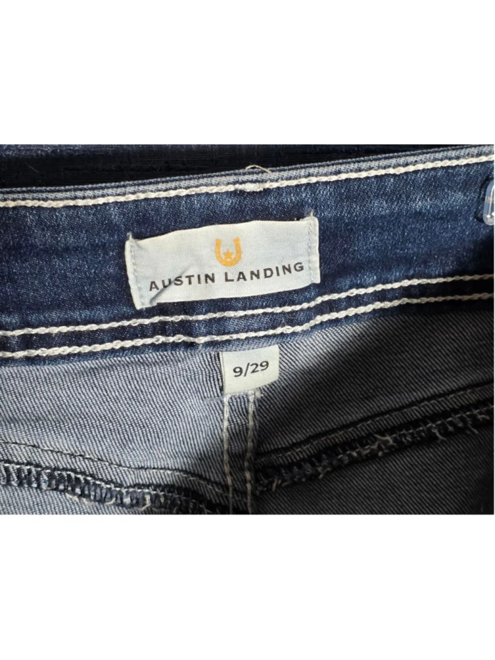 Women's Austin Landing Blue Jean Shorts Size 9 with White Stitching